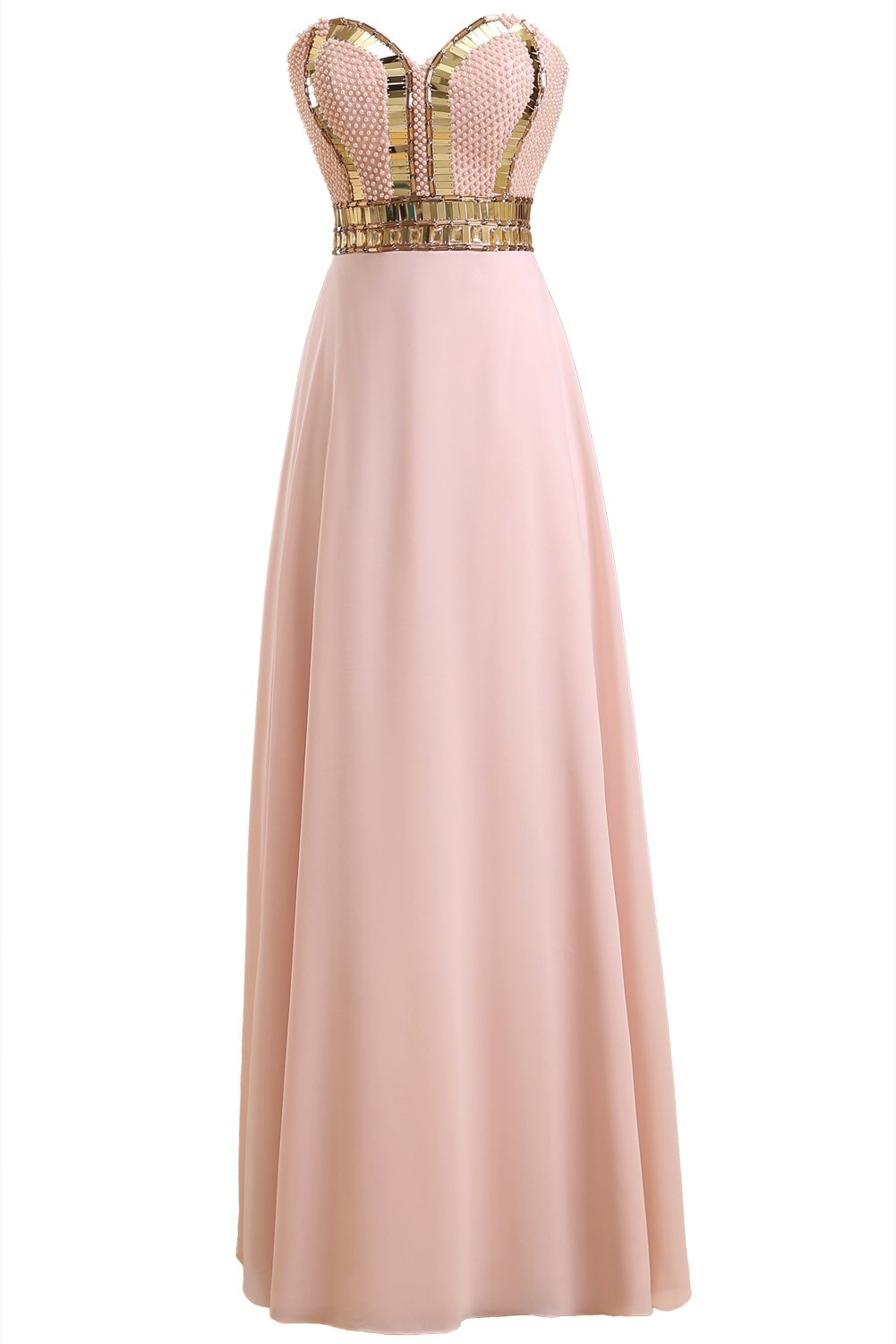 Sweetheart Neckline Chiffon Prom Dresses for Women - Elegant Long Evening Gowns with Pearl Embellishments | Perfect for Homecoming, Formal Dances & Special Occasions
