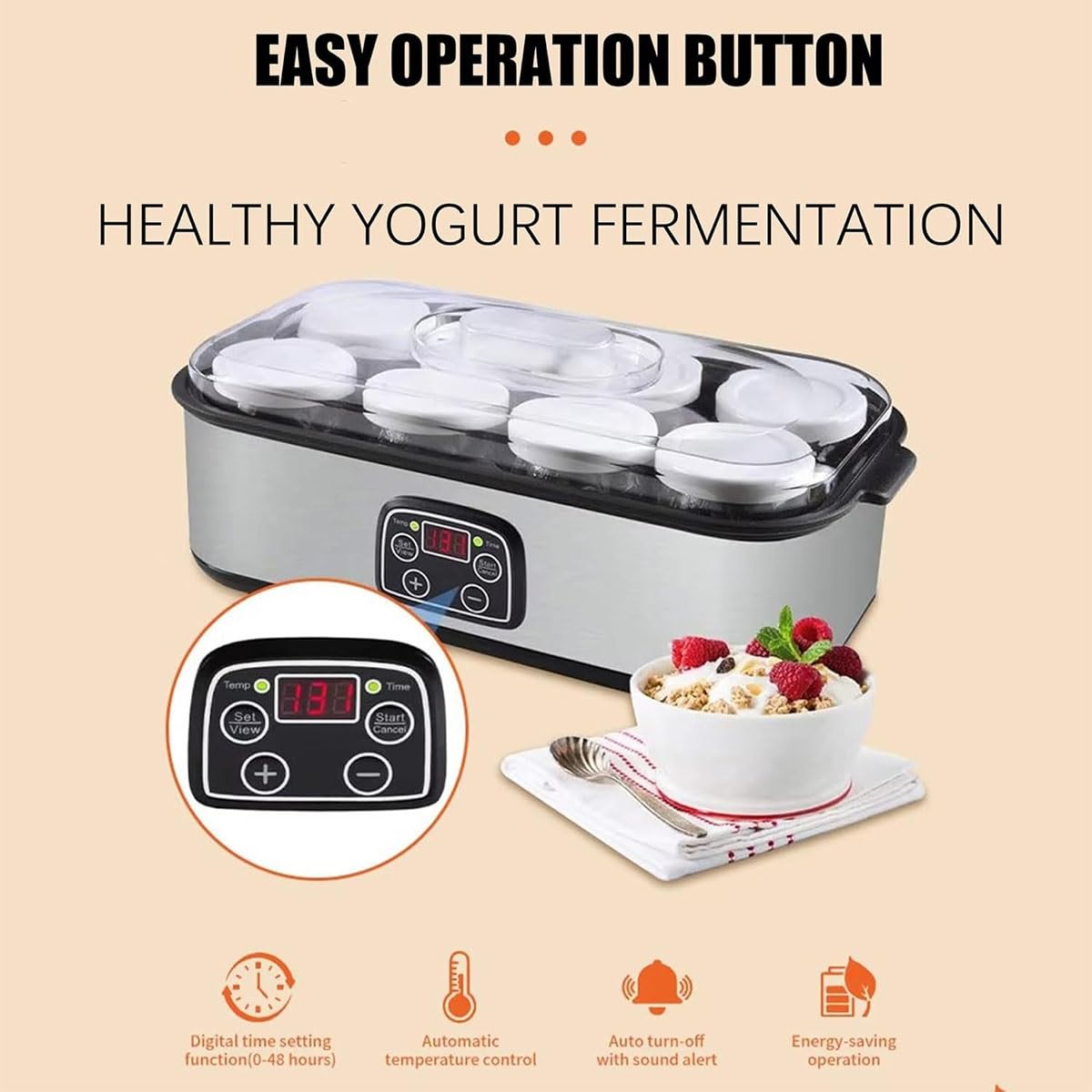 Best Yogurt Maker Machine with Temperature Control - 1400ml Homemade Yogurt Maker for Healthy Breakfast & Snacks - Top Rated Yogurt Maker 2025 - Perfect for Keto, Vegan & Probiotic Diets