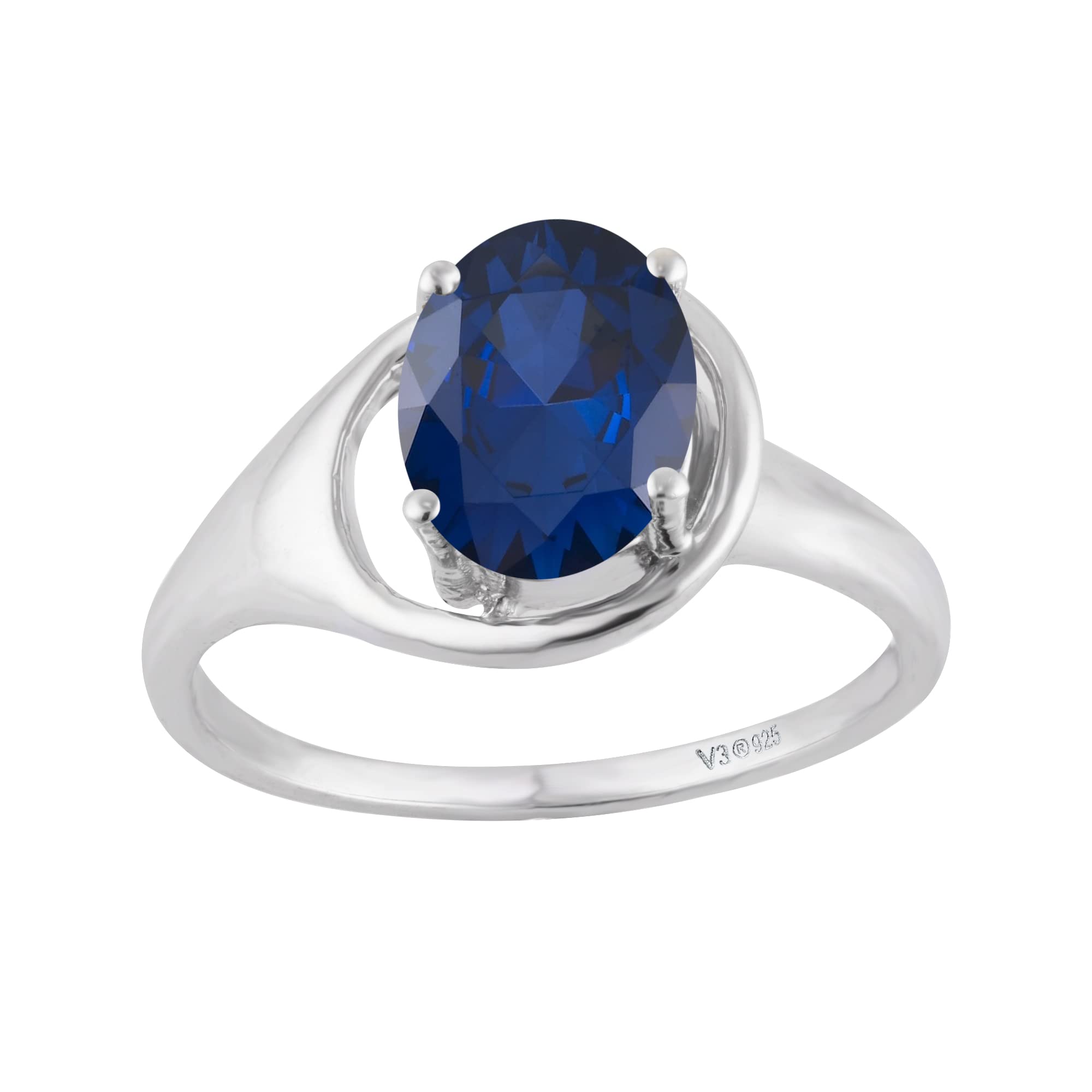 Blue Sapphire Solitaire Ring in Sterling Silver - Elegant Jewelry for Engagement, Wedding & Special Occasions