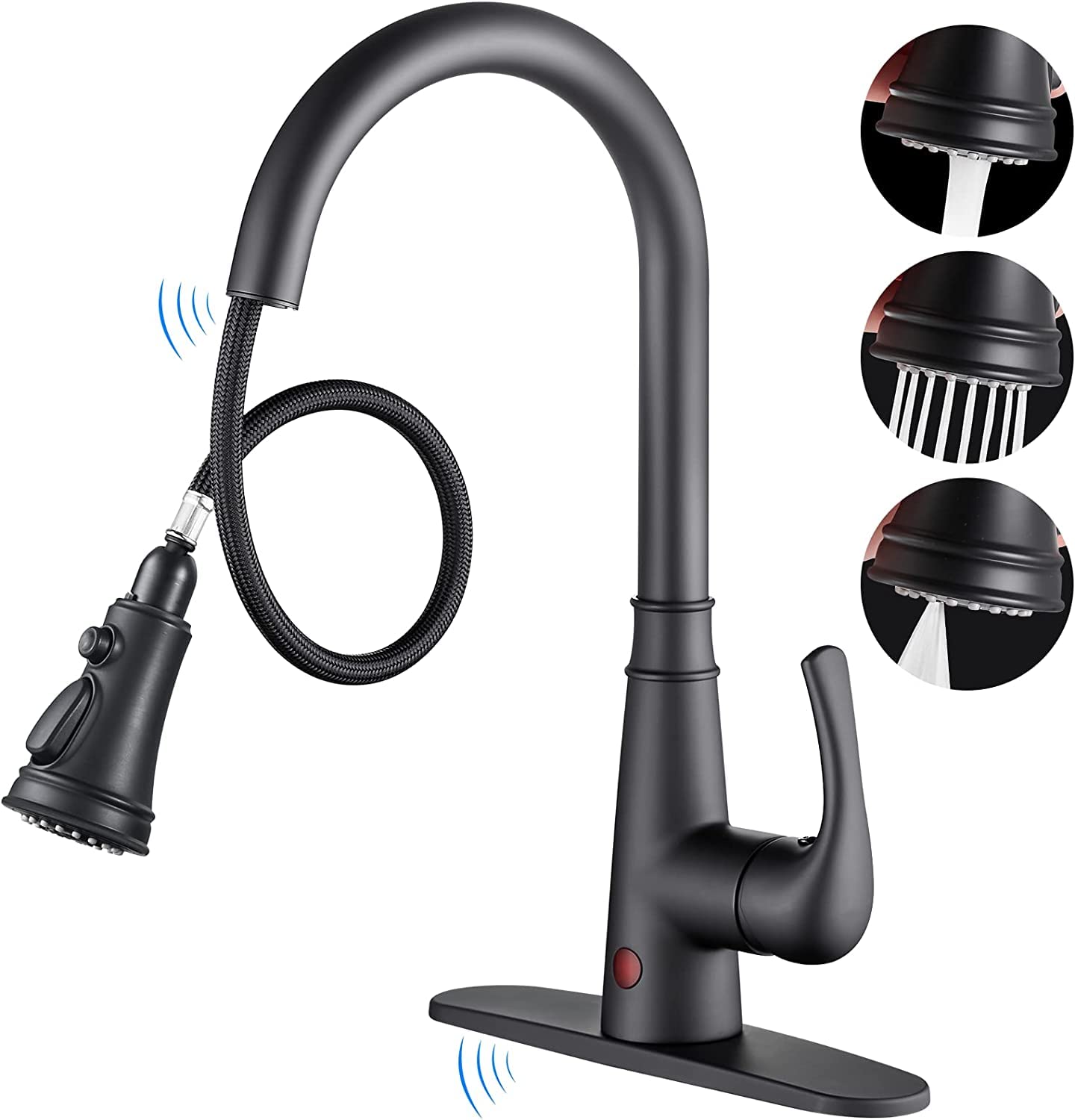 Touchless Kitchen Faucet with Motion Sensor & Sprayer - Black for Modern Sinks