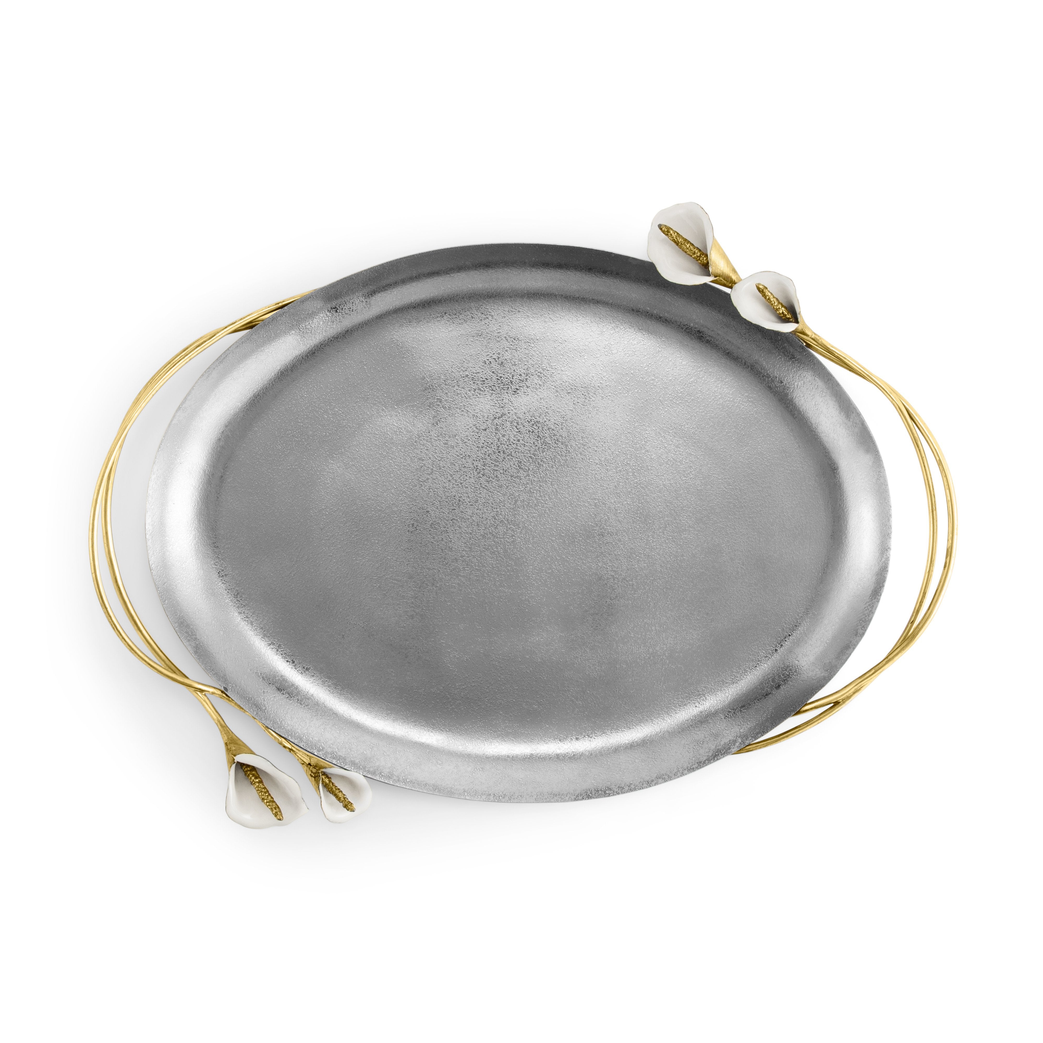 Elegant Calla Lily Oval Serving Tray - Perfect for Dining, Entertaining & Home Decor | Handcrafted Ceramic Appetizer Platter for Parties, Weddings & Special Occasions