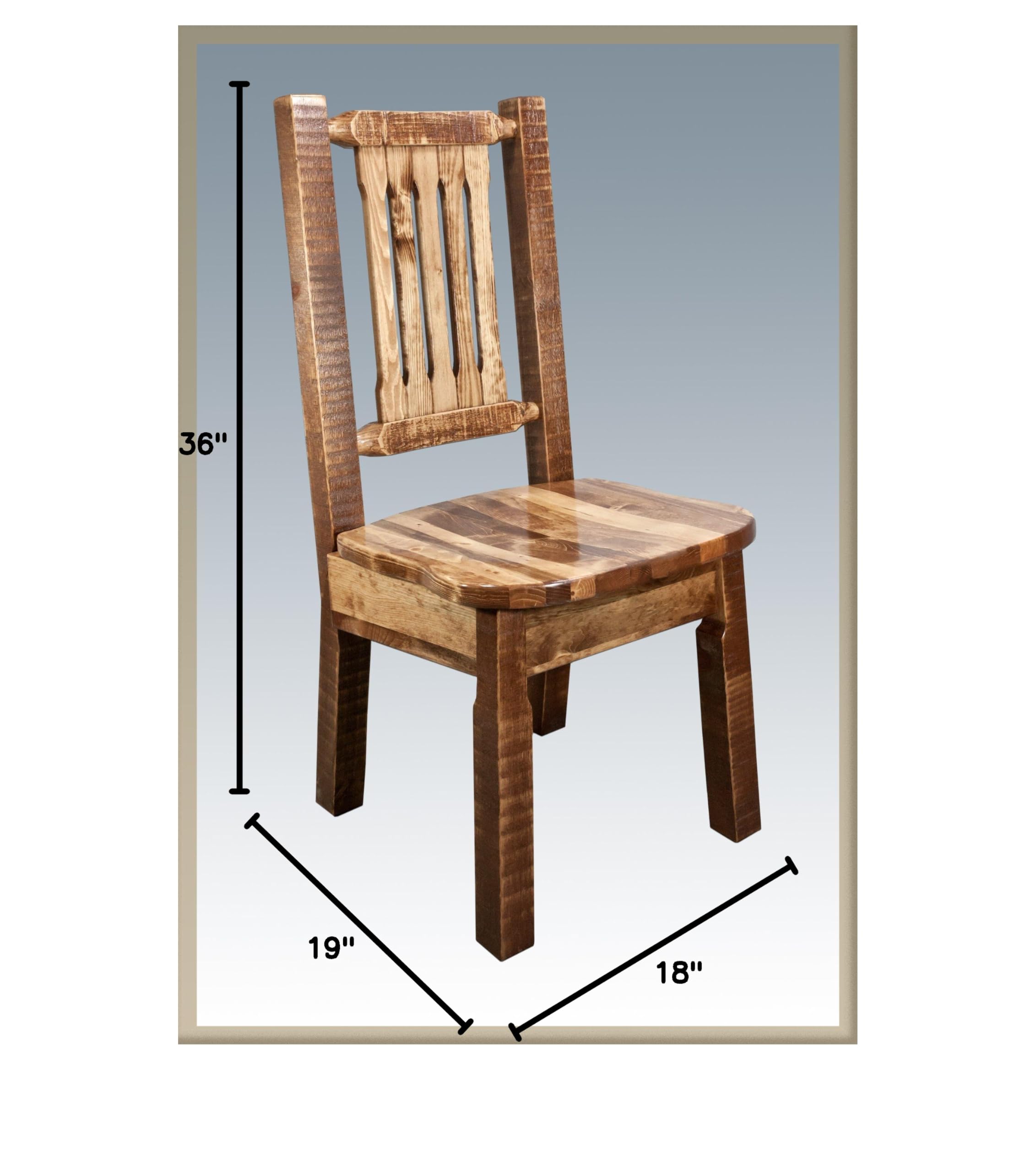 Montana Woodworks Solid Wood Log Dining Chair - Homestead Collection - Handcrafted Stained & Lacquered - Rustic Cabin & Lodge Decor for Dining Room, Living Room, or Outdoor Patio