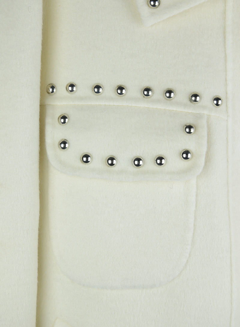 P.A.R.O.S.H. Cream Studded Jacket Size 42 - Stylish Outerwear for Women's Casual & Evening Wear