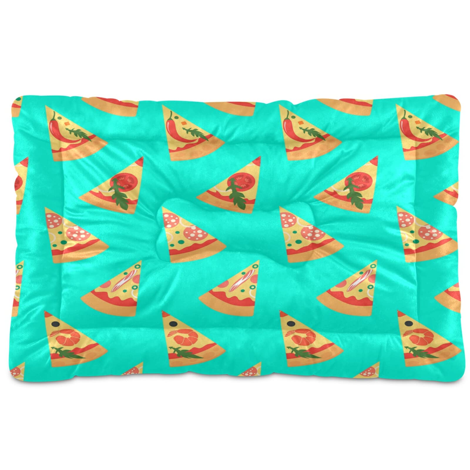 Xigua Pizza Cartoon Dog Bed for Small & Medium Dogs - Ultra Soft Rectangle Pet Bed, Comfortable Calming Cat Bed (24x18 Inches) - Perfect for Crate Training, Lounging & Cozy Naps at Home