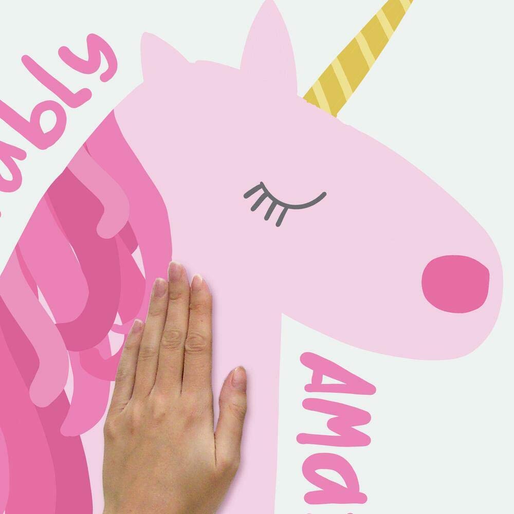RoomMates RMK4666GM Amazing Unicorn Giant Peel and Stick Wall Decals - Easy DIY Wall Decor for Kids Bedroom, Nursery, Playroom & Classroom