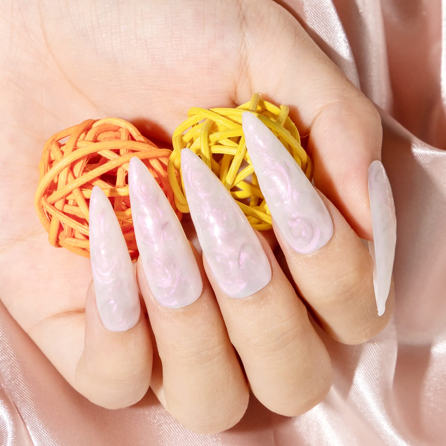 MIZHSE Aurora Effect White & Pink Shimmer Nail Gel Polish - 10 Colors Pearl & Shell Gel Nail Polish Set for UV/LED Soak Off - Perfect for Manicures, Pedicures & Nail Art Designs