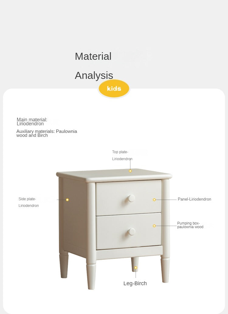 Solid Wood Poplar Kids Nightstand - American White Bedside Table for Children's Room, Nursery, or Playroom - Durable & Stylish Furniture for Bedtime Storage