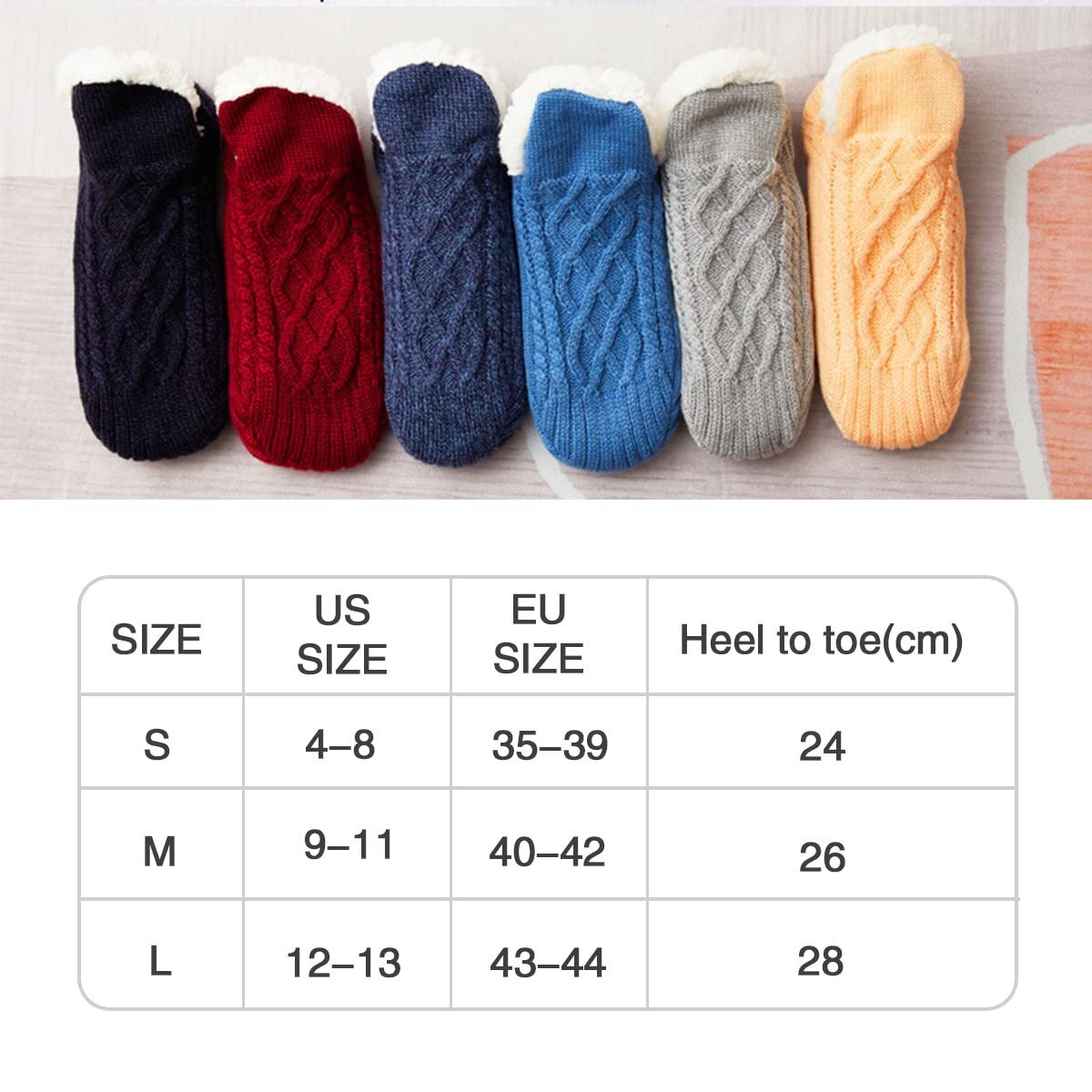 Warm Fluffy Non-Slip Slipper Socks for Women, Men & Kids - Cozy Knitted Fleece-Lined Winter House Slippers with Grippers | Perfect for Indoor, Home, Bedroom & Floor Use