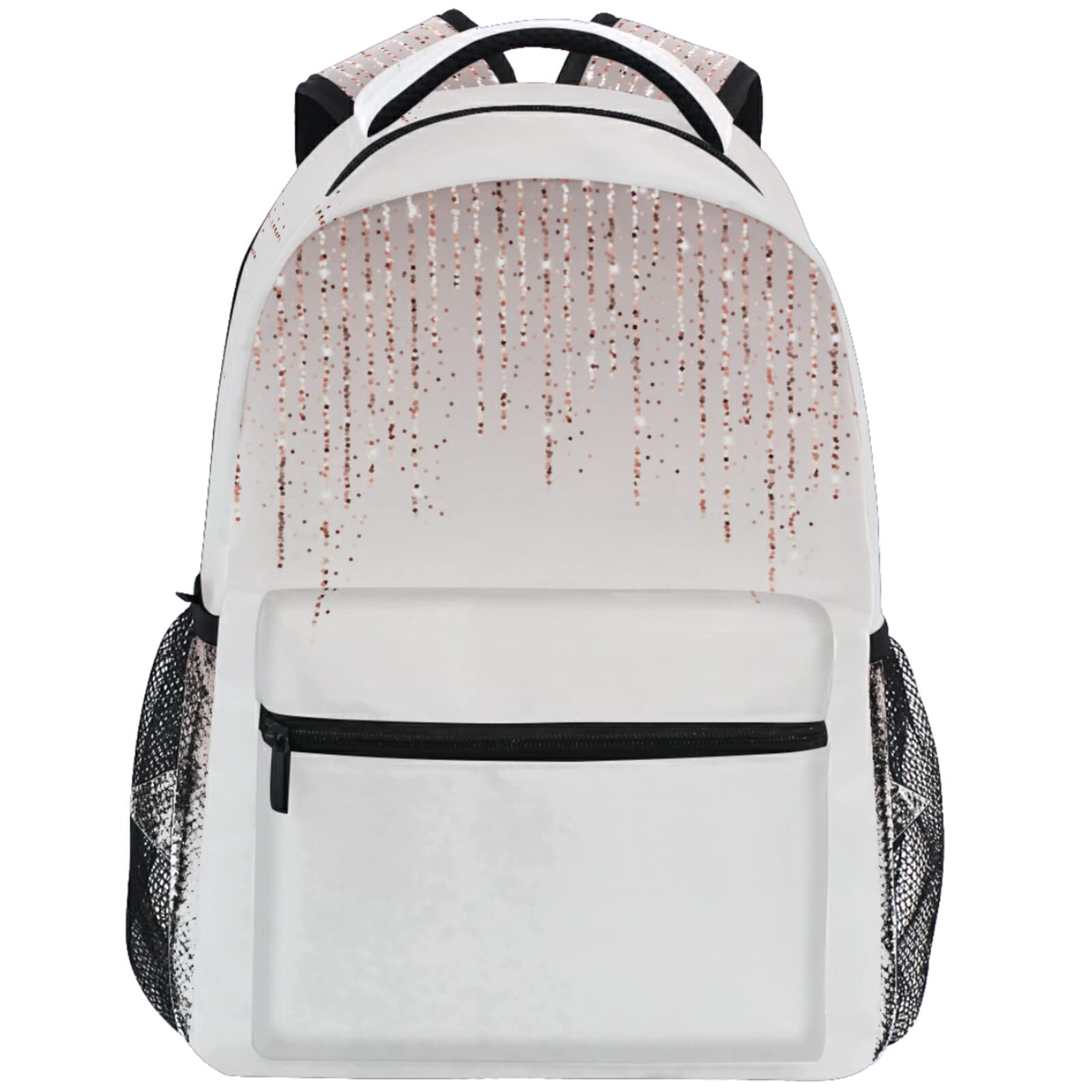 Pfrewn Rose Glitter Backpack for Girls, Teens & Women - Sparkling School Bookbag with Shimmer Design - Perfect for School, College, Travel & Everyday Use