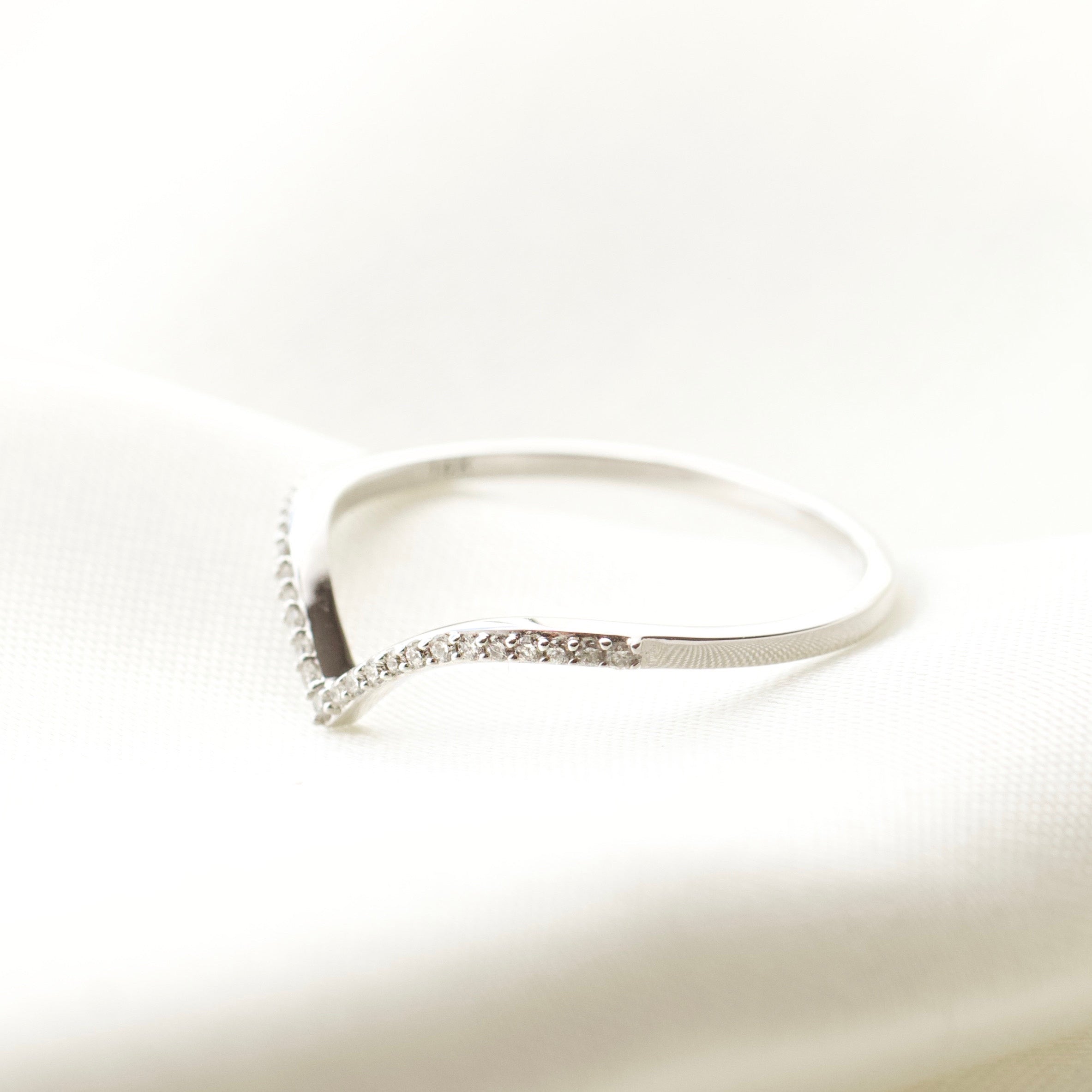 Diamond Wishbone Stacking Ring - Elegant 14K Gold Stackable Band for Women | Perfect for Layering, Everyday Wear & Special Occasions
