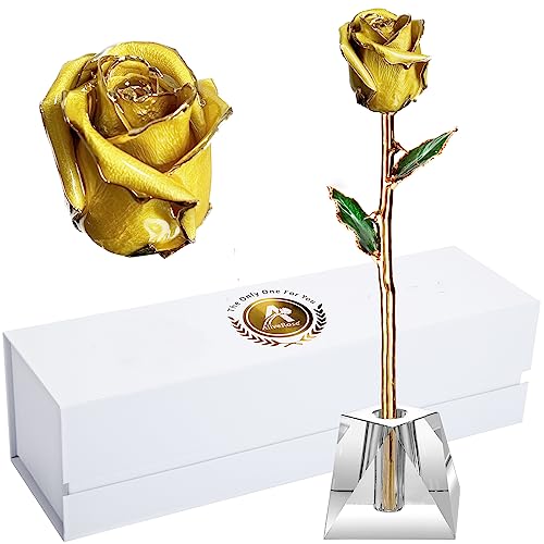 6. Yellow Original Rose With Crystal Vase