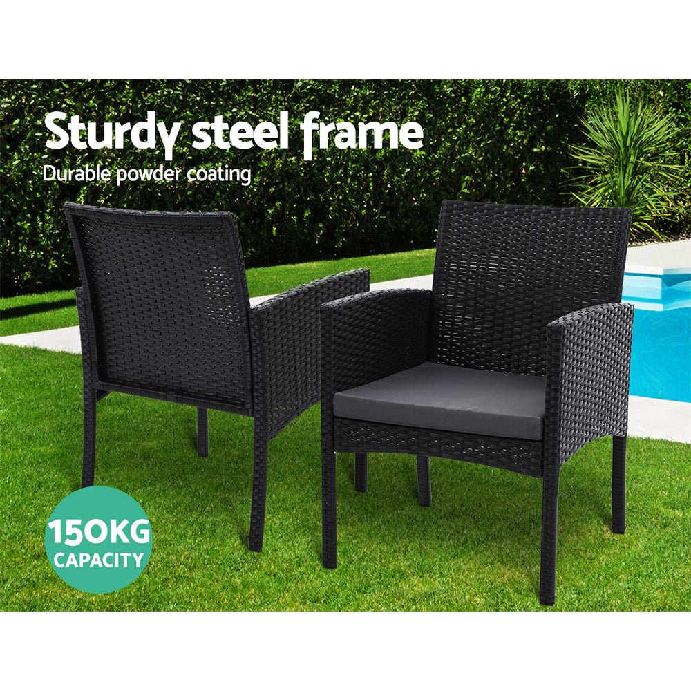2-Piece Outdoor Dining Chairs Set - Patio Furniture Rattan Lounge Chairs with XL Ezra Design - Perfect for Backyard, Garden, Poolside & Balcony Relaxation