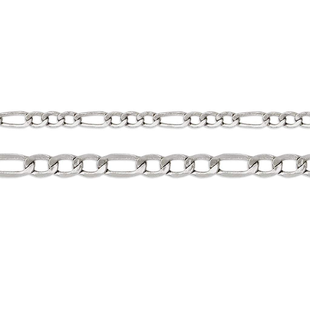 14K White Gold Hollow Figaro Chain Necklace for Women & Men - Italian Crafted Strong & Shiny Jewelry Gift - 16 to 24 Inches Length, 2.5MM to 3.5MM Width - Perfect for Weddings, Anniversaries & Special Occasions