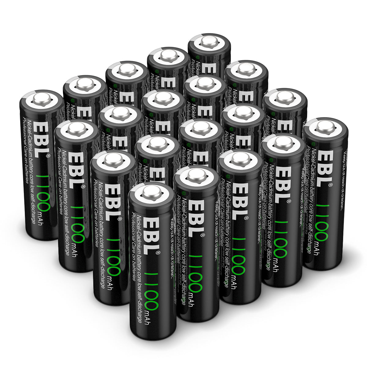 EBL AA Ni-Cd Rechargeable Batteries 1.2V 1100mAh - 8 Pack High Capacity Batteries for Flashlights, Toys, Remote Controls & More - Long Lasting Power Solution