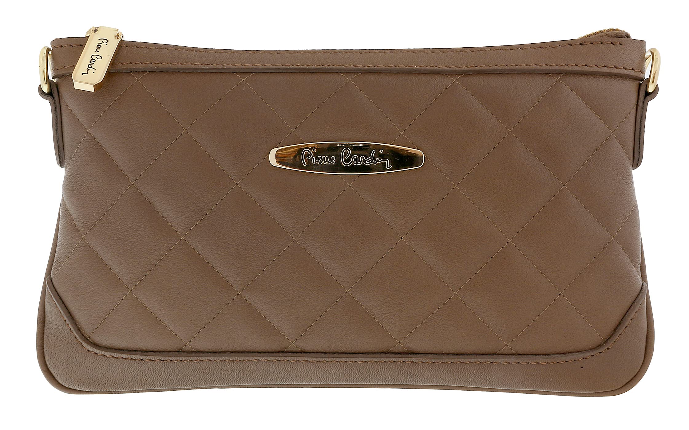 Pierre Cardin Dark Taupe Leather Quilted Crossbody Bag for Women - Stylish & Durable Purse for Everyday Use, Work, Travel & Date Night