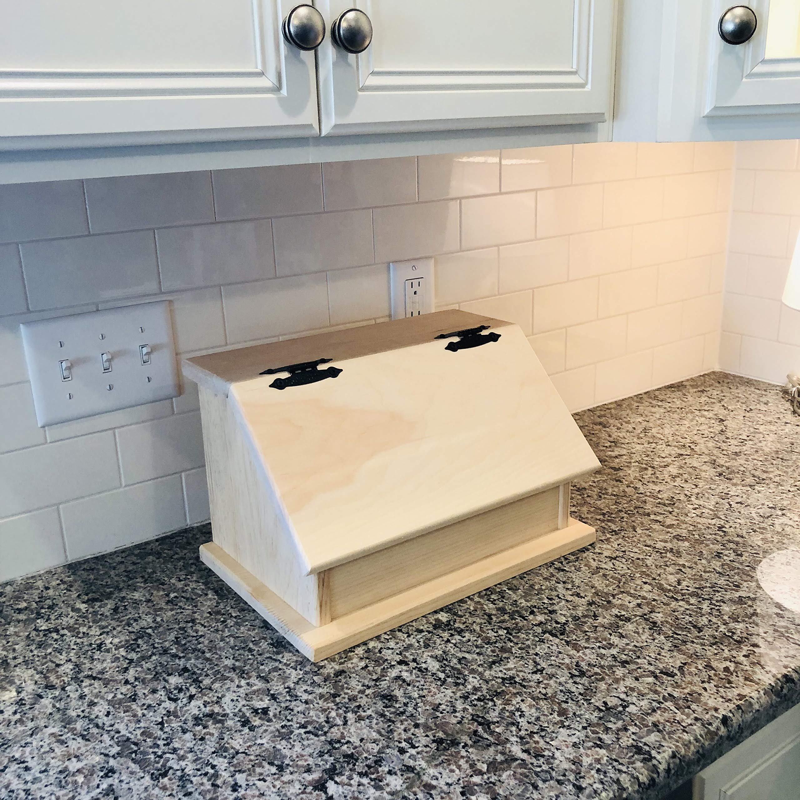 Handmade Wood Bread Box - Farmhouse Kitchen Storage Organizer for Bread, Snacks & Dry Food | Amish Crafted in USA | Perfect for Countertop Organization & Rustic Home Decor