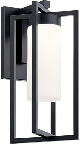 Drega 14 Inch Black LED Wall Sconce with Satin Etched Glass - Modern Lighting Fixture for Bedroom, Living Room, and Hallway