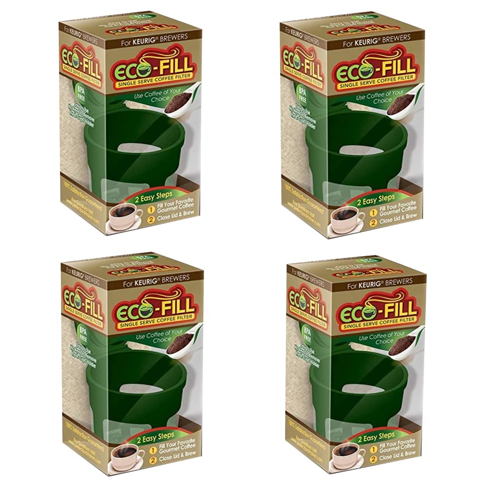 Eco-Friendly Reusable Coffee Pods for Keurig 1.0 - 4 Pack Green Mesh Filters | Perfect Pod Cafe Fill Compatible with Single Cup Brewers | Ideal for Home, Office & Camping Coffee Lovers