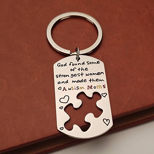 Autism Awareness Keychain for Mom - Puzzle Piece Charm Jewelry Gift for Mothers, Birthday, Christmas | Special Needs Support & Daily Encouragement