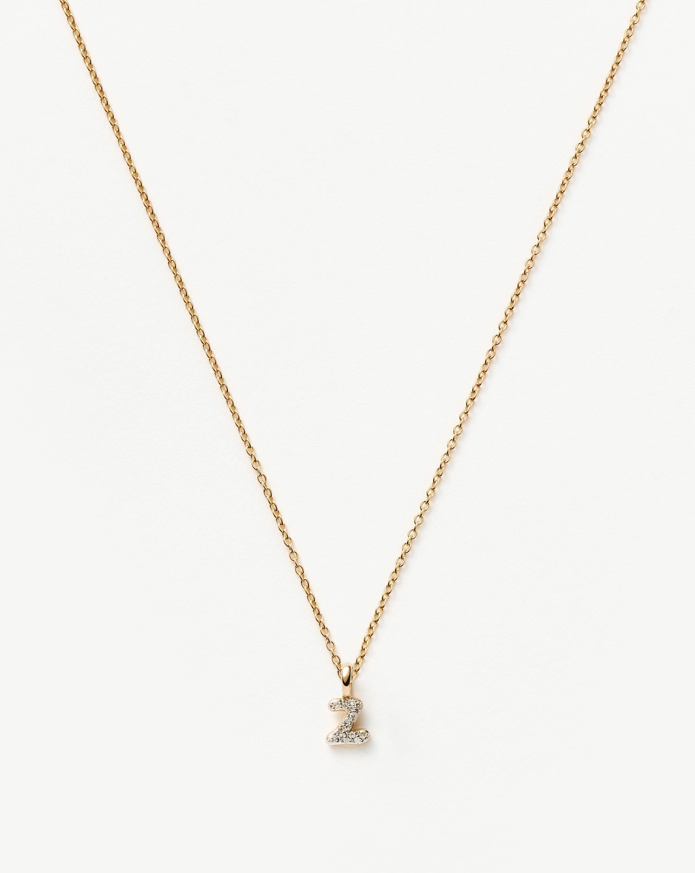 14K Solid Yellow Gold Plated Diamond Initial Mini Pendant Necklace - Personalized Letter Z | Elegant Jewelry Gift for Women, Perfect for Birthdays, Anniversaries & Special Occasions