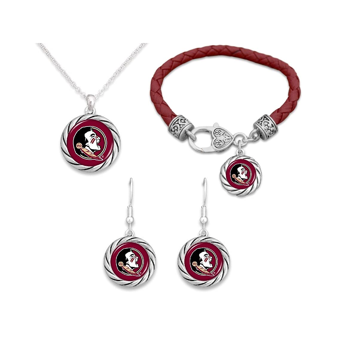 Florida State Seminoles Jewelry Set - Bracelet, Necklace & Earrings for Women | Official Team Logo Accessories | Perfect for Game Day, Graduation & Fan Gifts