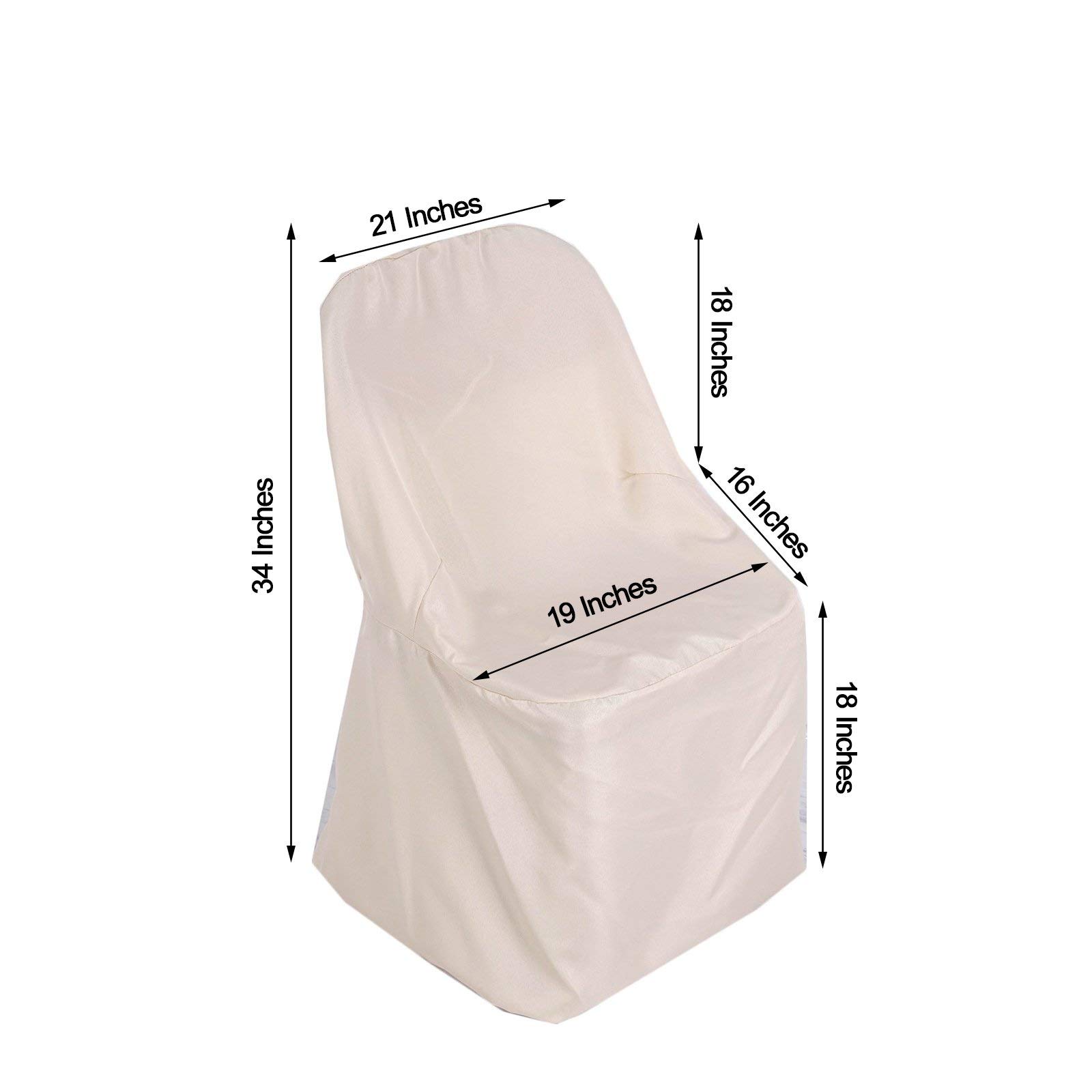BalsaCircle 100-Pack Beige Polyester Folding Chair Covers - Removable Washable Seat Protectors for Dining, Party & Wedding Decor | Perfect for Indoor/Outdoor Events, Banquets & Home Use