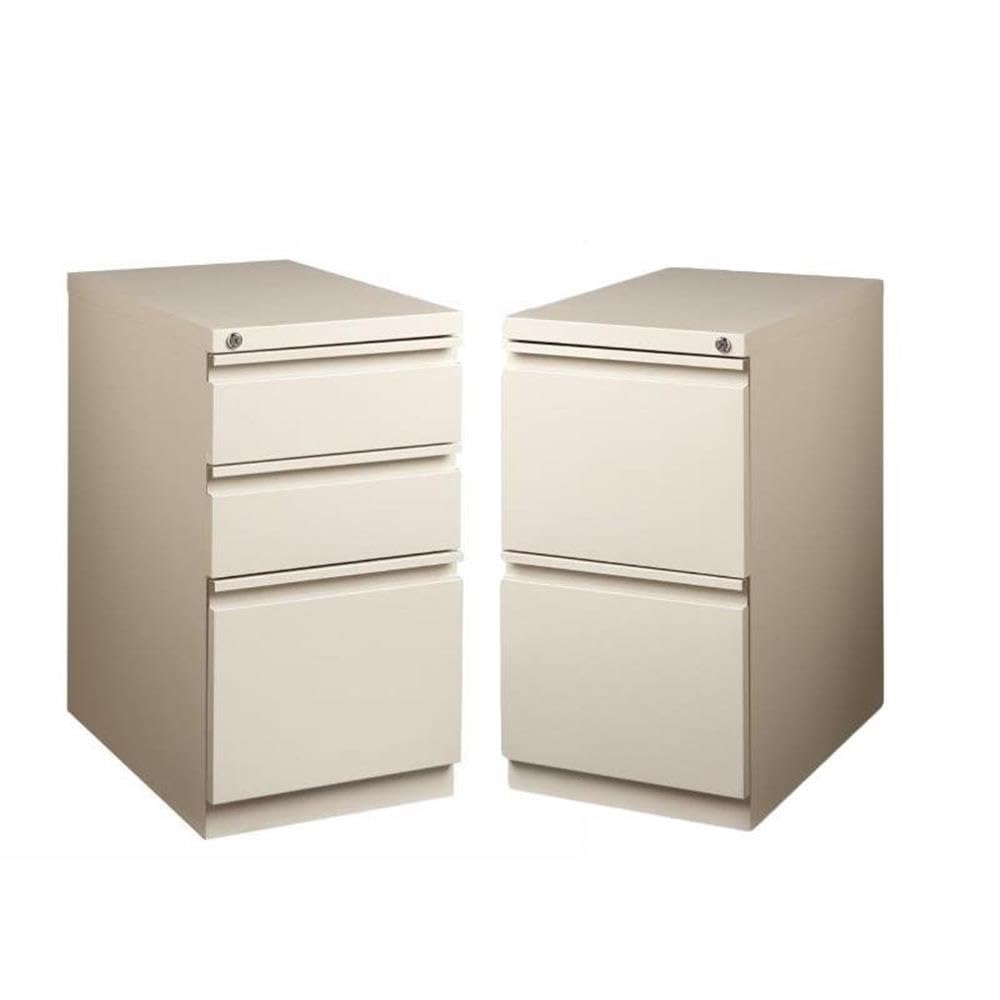 Hirsh Industries 2-Pack Mobile Filing Cabinets - 2 & 3 Drawer Office Storage in Putty | Perfect for Home Office, Classroom & Small Business Organization