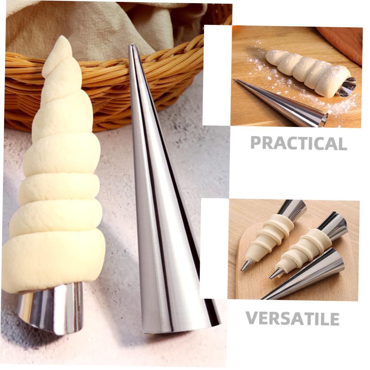 Premium Stainless Steel Croissant Cone & Cream Horn Molds Set - 10pcs Professional Pastry Baking Tools for French Desserts, Cannoli, Ice Cream Cones - Perfect for Home Bakers & Commercial Kitchens