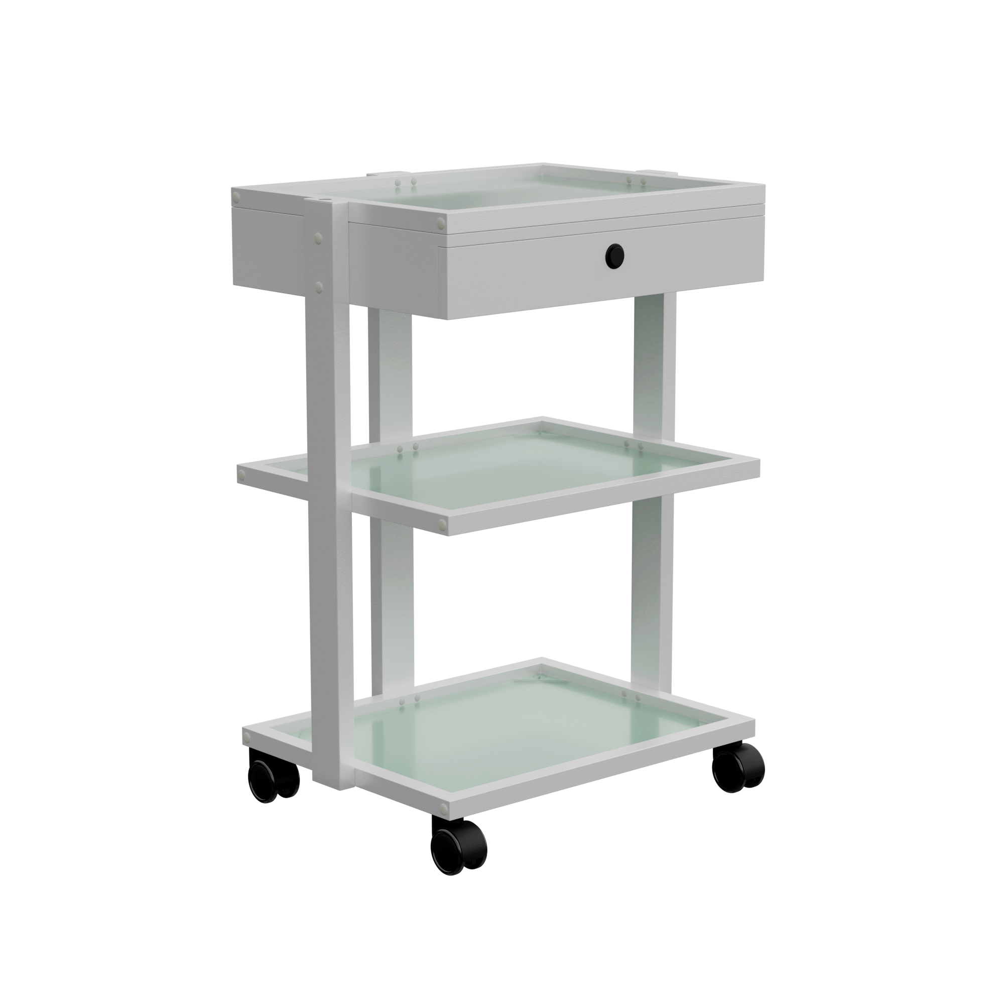 Premium 3-Tier Glass Beauty Trolley with Locking Drawer - Professional Salon Organizer for Makeup, Nail & Hair Tools (1040A) - Perfect for Salon, Spa & Home Beauty Stations