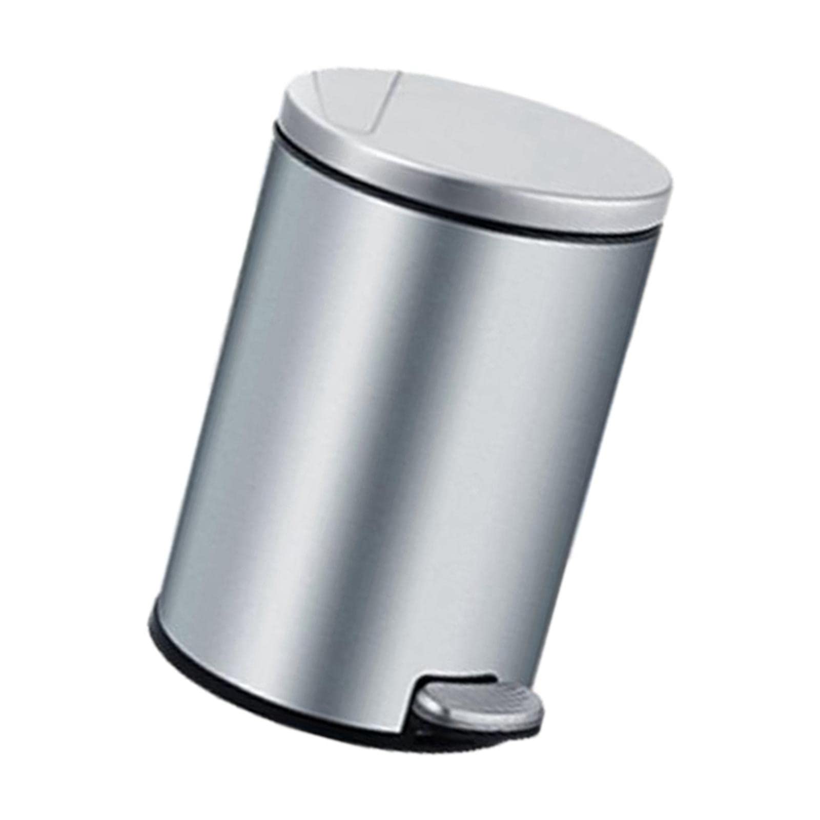 Yajuyi 10L Round Step Trash Can with Lid - Stainless Steel Waterproof Kitchen Garbage Bin for Bathroom, Office & Home Use - Hands-Free Foot Pedal Design (Silver)