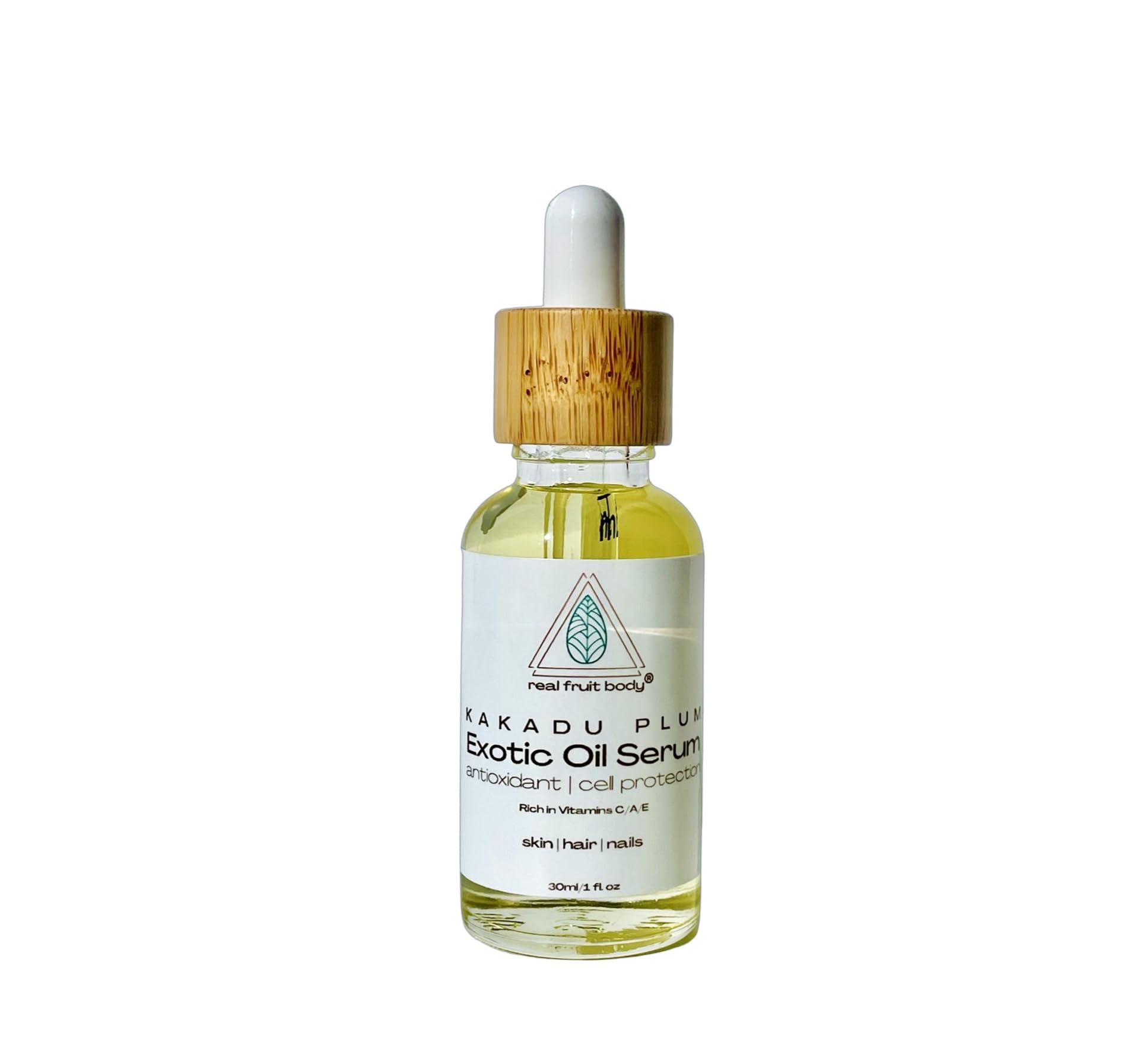 Real Fruit Body® Kakadu Plum Exotic Oil Serum - 100% Pure & Natural Cold-Pressed Face Serum, Leaping Bunny Certified Cruelty-Free, Organic & Vegan (1 Fl Oz/30ml) - Hydrating Anti-Aging Facial Oil for Dry Skin & Night Care Routine