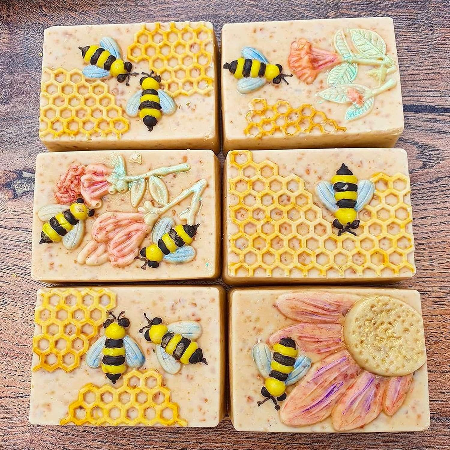 METLUCK 3 Pack Bee Silicone Molds - Reusable Honeycomb Soap Molds for DIY Soap Making, Lotion Bars, Candles, Resin Art, Chocolate & Desserts | Perfect for Home Crafting, Bath Bombs, and Party Favors