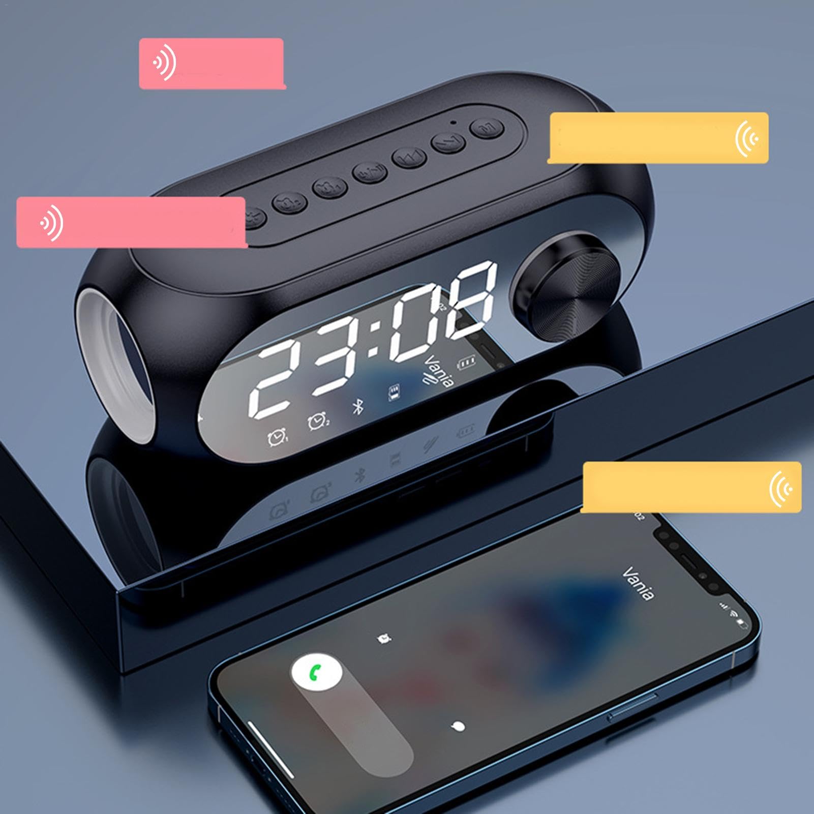 Wireless Speaker with Digital Clock & Sleep Timer - USB Rechargeable Bluetooth Speaker with LED Display, Alarm & Snooze Function | Perfect for Bedroom, Office, and Relaxation