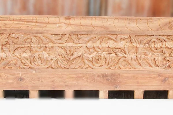 Hand Carved Indian Solid Mango Wood Daybed - Traditional Handmade Sofa Bed for Living Room, Patio & Outdoor Use - Perfect for Lounging, Relaxing & Guest Accommodation