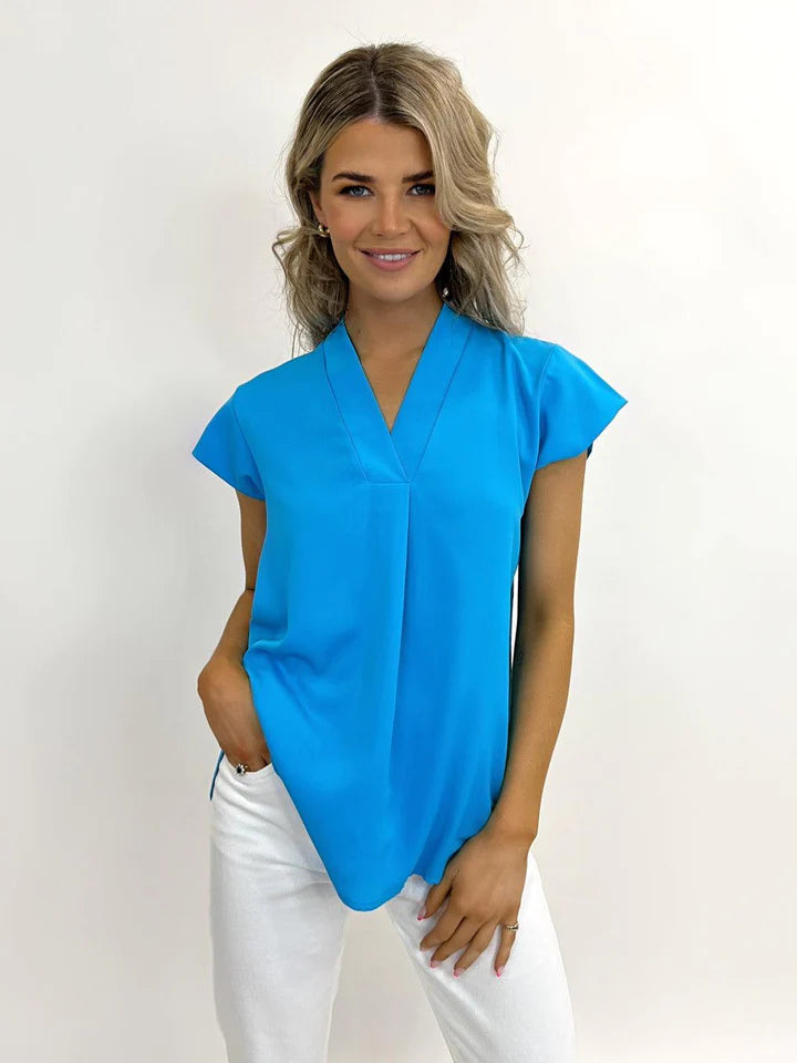 Chianti Top (Blue) - Stylish Women's Casual Blouse for Everyday Wear | Perfect for Office, Outings & Date Nights