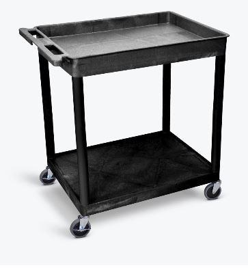 Luxor 2-Shelf Black Utility Cart with Wheels - Heavy Duty Rolling Storage Cart for Kitchen, Office, Garage, or Workshop Organization