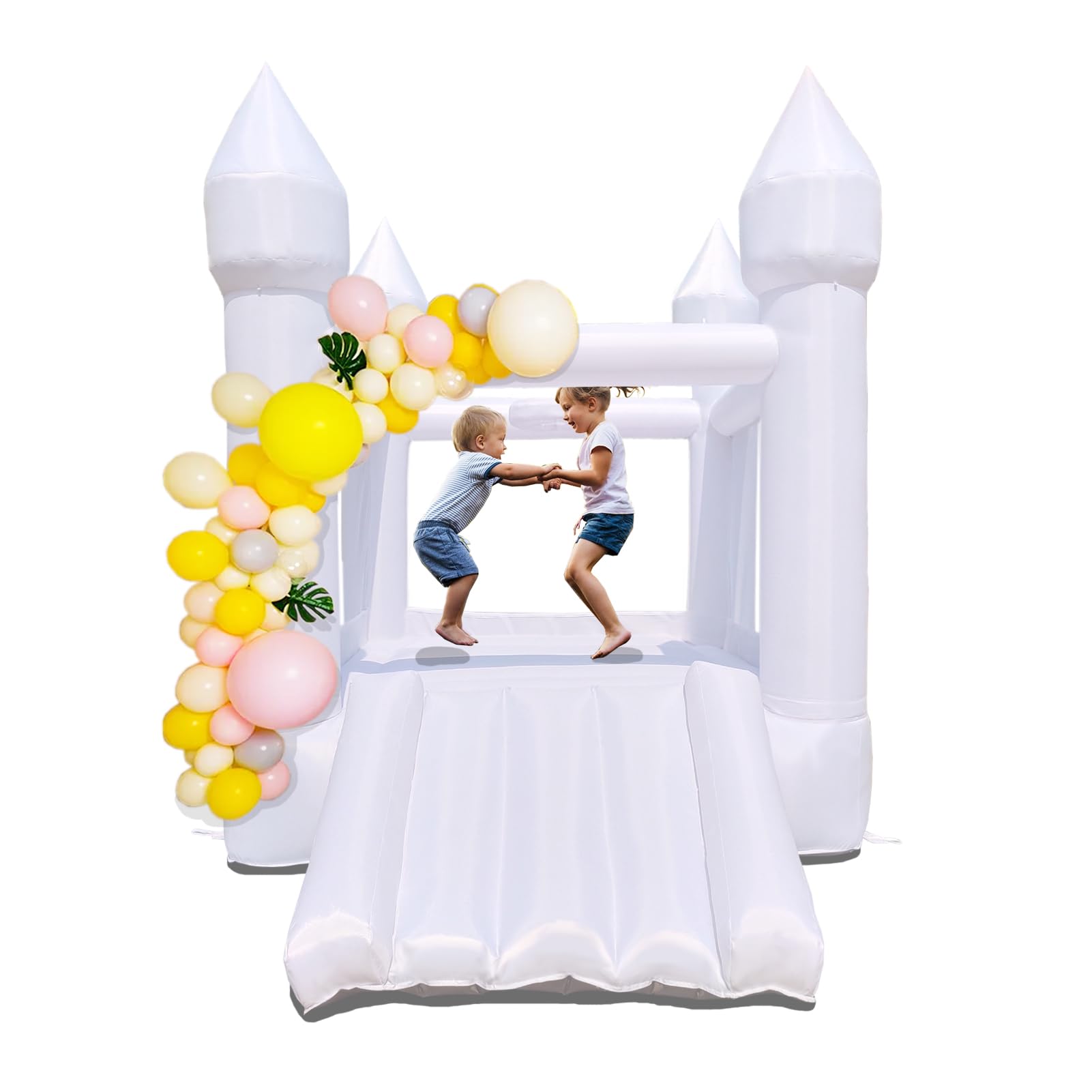 Dream Castle Bounce House with Slide - 8ft x 6ft Inflatable Bouncy House for Toddlers & Kids - Includes Blower for Indoor & Outdoor Play - Perfect Birthday Gift & Backyard Party Entertainment