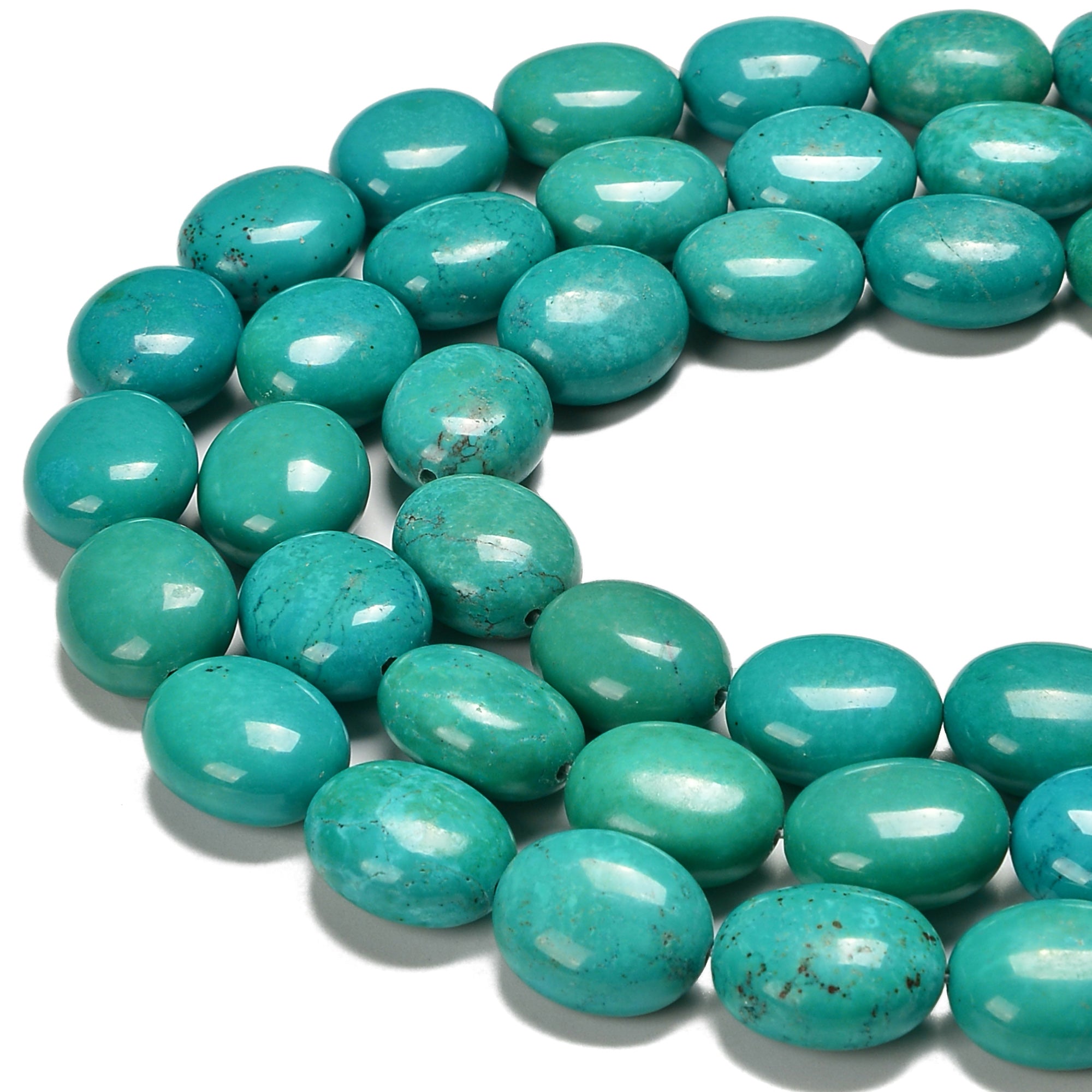 Blue Green Turquoise Oval Beads 15x18mm - 15.5 Inch Strand for Jewelry Making, DIY Crafts & Necklace Design | Perfect for Bohemian, Native American & Southwest Style Accessories