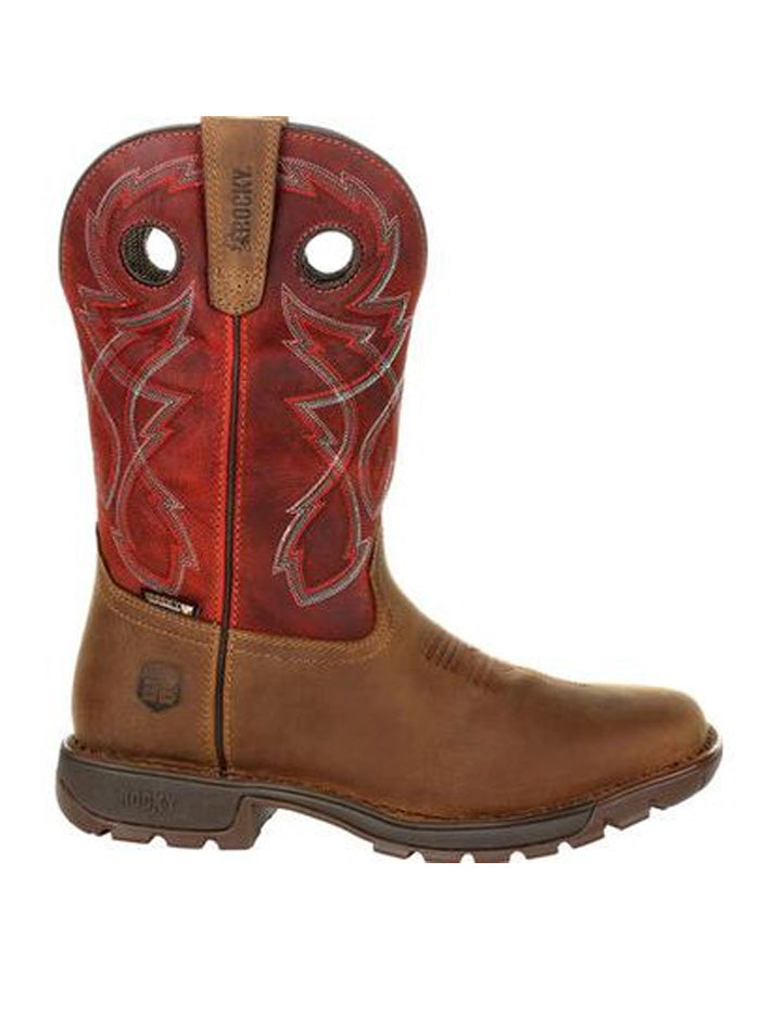 Rocky RKW0316 Men's Waterproof Western Boots - Tan Red Leather Cowboy Boots for Outdoor Work & Country Style Fashion