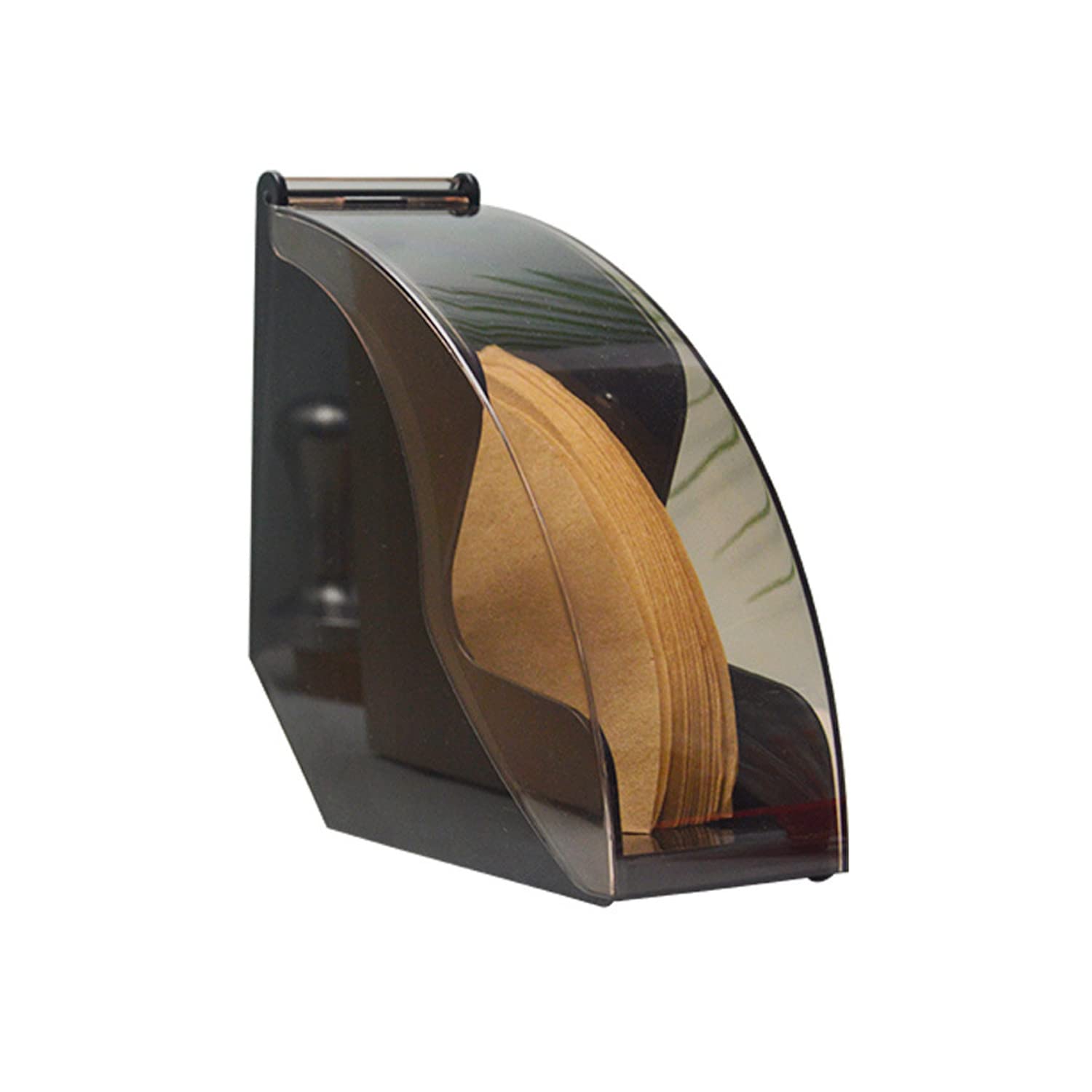 Premium Acrylic Coffee Filter Paper Holder & Dispenser Rack with Dustproof Cover - Compact Storage Solution for Home, Kitchen, Bar & Cafe Use - Perfect for Organizing Coffee Supplies (Black)