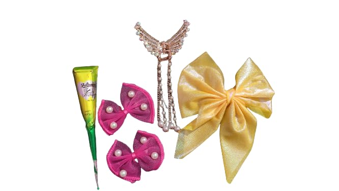 Shubeha Enterprises Hair Clips for Women & Girls - 7-Pack Ribbon Hair Clips with Bows, Comb Pins & Barrettes - Perfect for Parties, Weddings & Everyday Hair Accessories