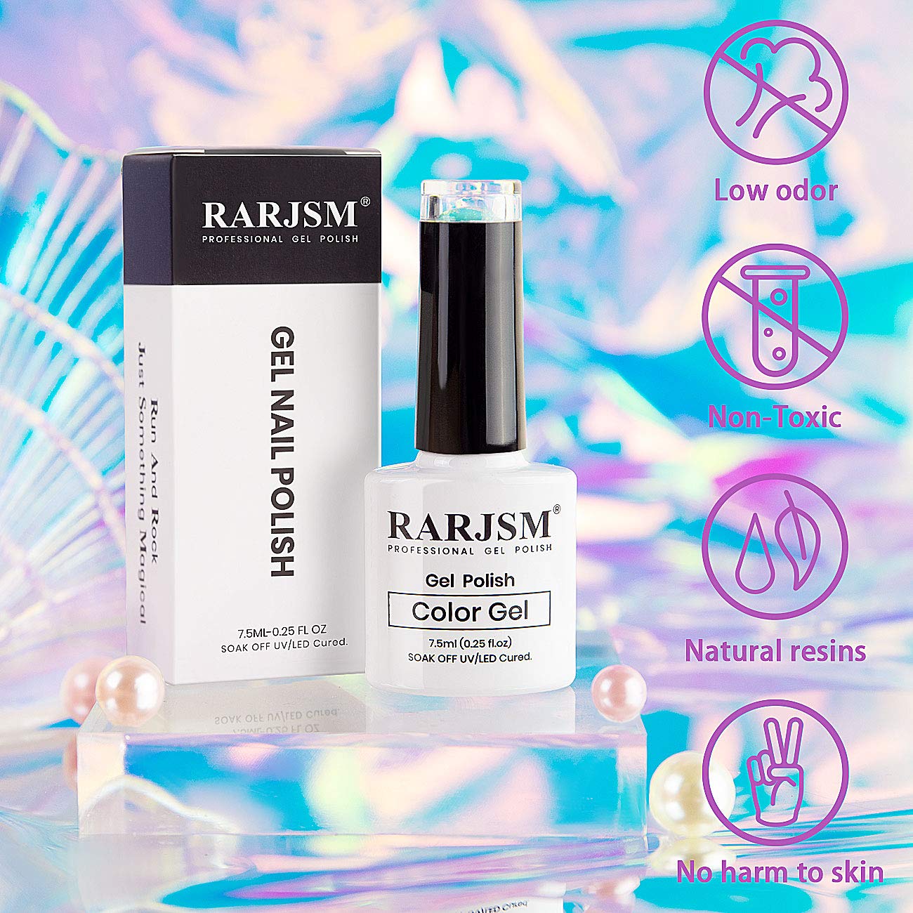 RARJSM Glitter Gel Nail Polish - Pearl Mermaid Shimmer UV LED Cured Nail Art Polish (7.5ml) for Salon & Home Manicure - Perfect for Parties, Weddings & Special Occasions
