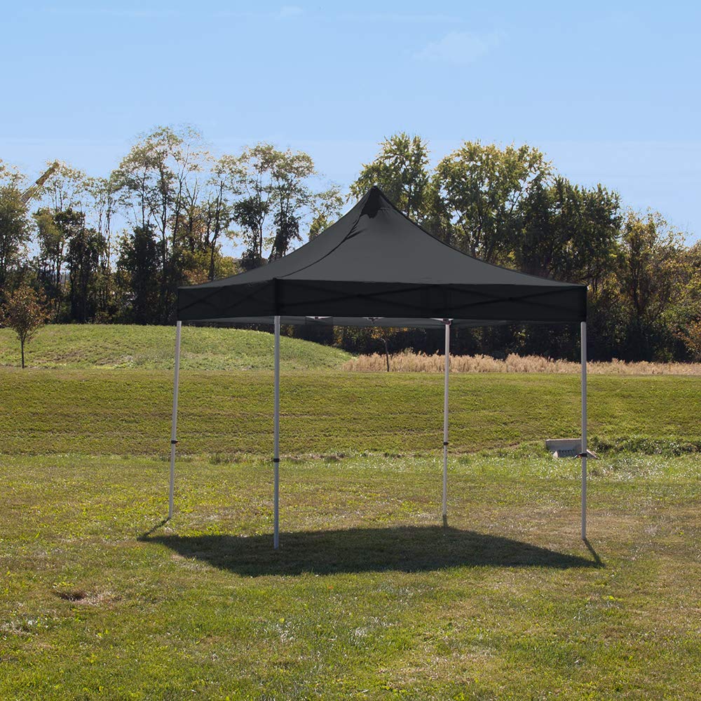 10x10 Instant Pop Up Canopy Tent with 3 Full Walls & 1 Half Wall - Heavy Duty Waterproof Outdoor Canopy with Commercial Aluminum Frame - Includes Carry Bag & Stakes for Camping, Parties, Beach, Market Stall (Black)