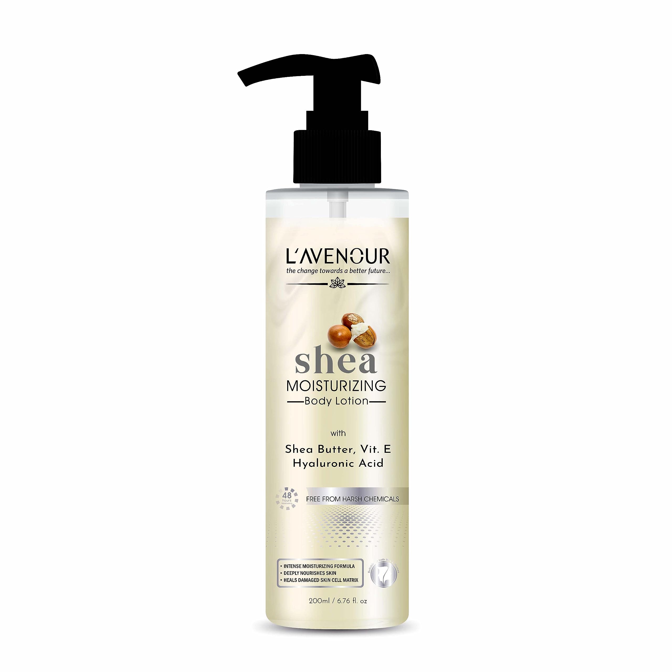 L'avenour Non-Greasy Shea Butter Moisturizing Body Lotion for Very Dry Skin - Deep Hydration for Glowing Skin | 200ml | Ideal for Men & Women | Perfect for Daily Use, After Shower & Winter Care