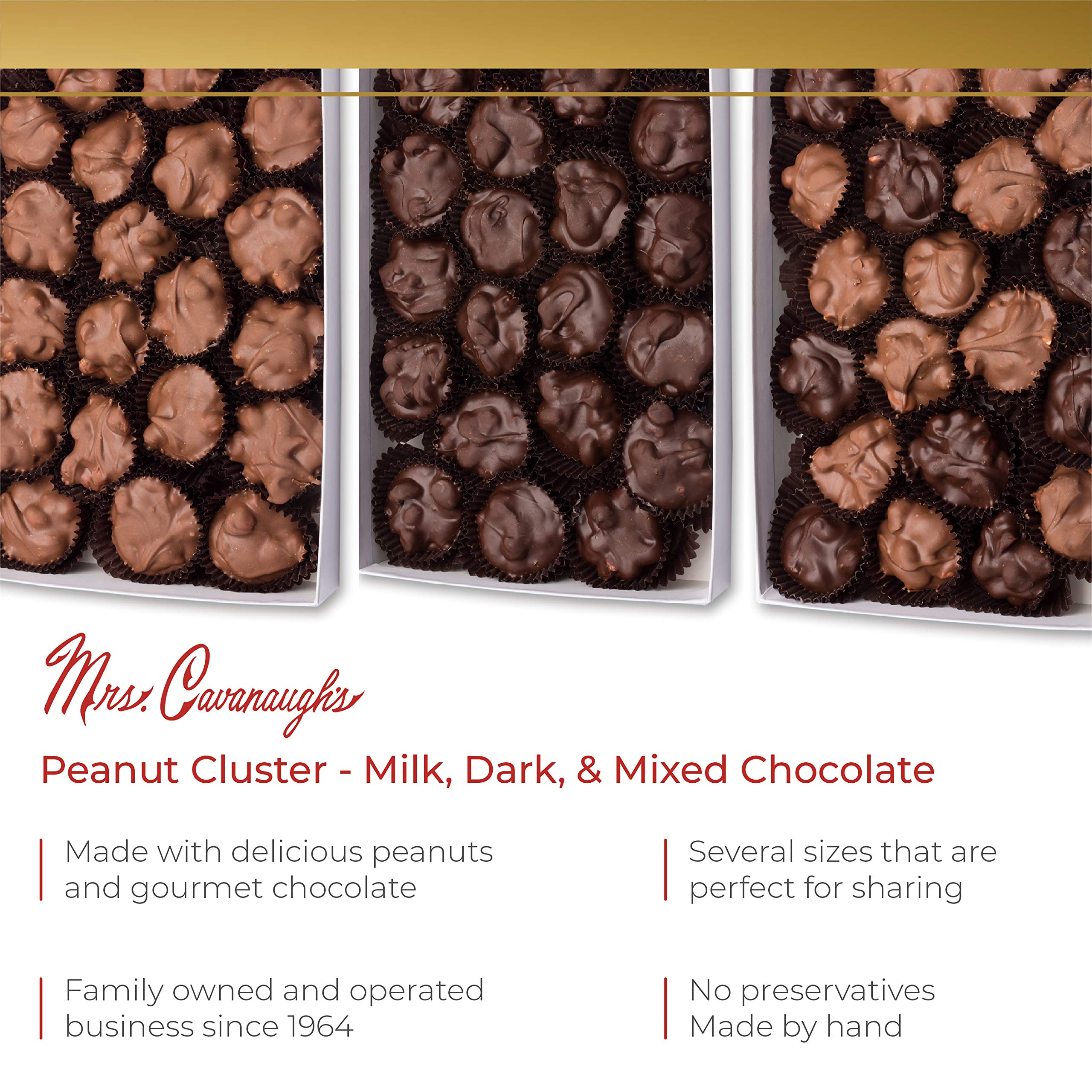 Mrs. Cavanaugh's Premium 2 lb Dark Chocolate Peanut Clusters - Perfect for Gifts, Parties & Holiday Treats