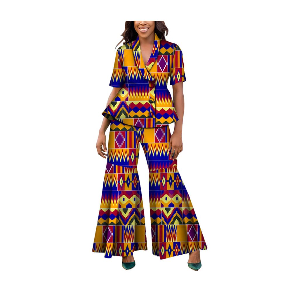BAZINRICHE Women's African Print Top & Pants Set - 2 Piece Ankara Outfit for Casual Wear, Parties & Cultural Events | Vibrant African Clothing for Women