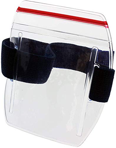 25 Pack Heavy Duty Waterproof ID Badge Holder with Resealable Zipper & Adjustable Armband - Secure Top Loading Badge Holder for Ski Pass, Lift Tickets, Work ID, Events & Outdoor Activities