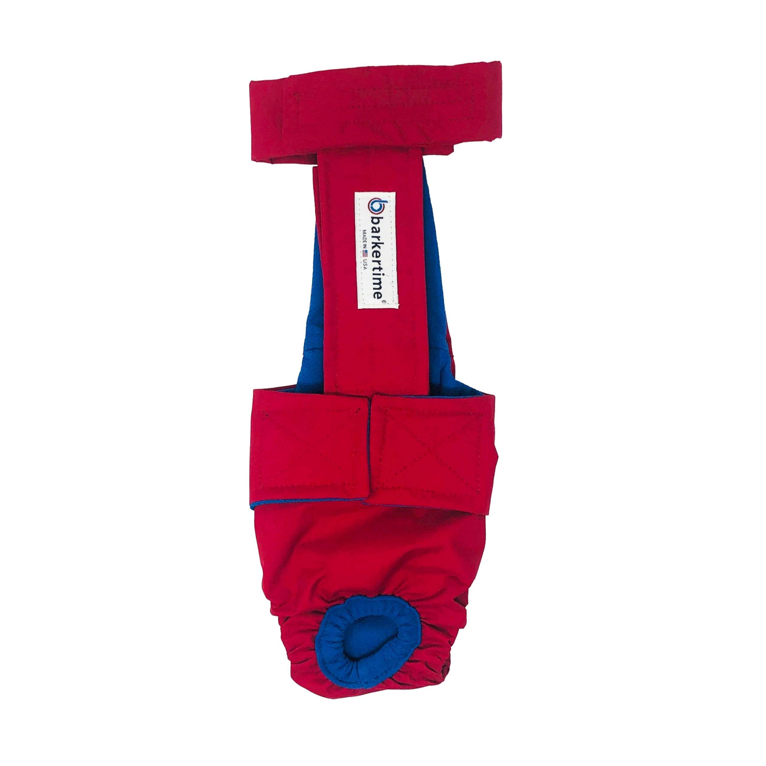 Barkertime Cherry Red Escape-Proof Waterproof Dog Diaper Overall - XS Size with Tail Hole | Premium Pet Diaper for Incontinence | Made in USA | Perfect for House Training, Travel & Post-Surgery Care