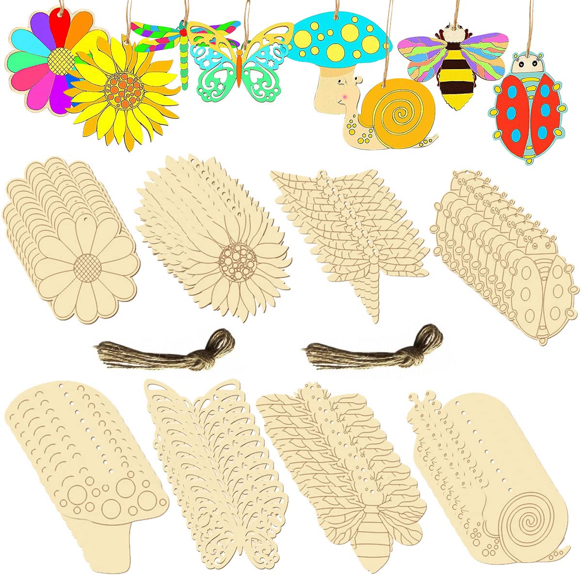 80pcs Wooden Paint Crafts Kit for Kids - 8 Styles DIY Art Projects for Creative Play
