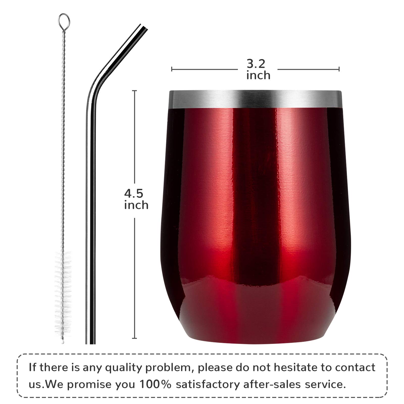 MEWAY 12oz/8 Pack Stainless Steel Wine Tumblers with Lid - Double Wall Vacuum Insulated Travel Cups for Hot & Cold Drinks - Perfect for Wine, Coffee, Cocktails, Gifts (Burgundy, 8-Piece Set) | Great for Outdoor Picnics, Camping, Parties & Home Entertaining